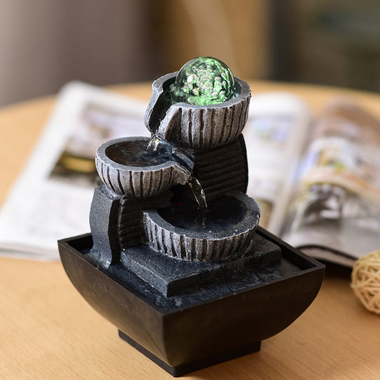 Desktop Rockery Fengshui Wheel Office Small Fountain