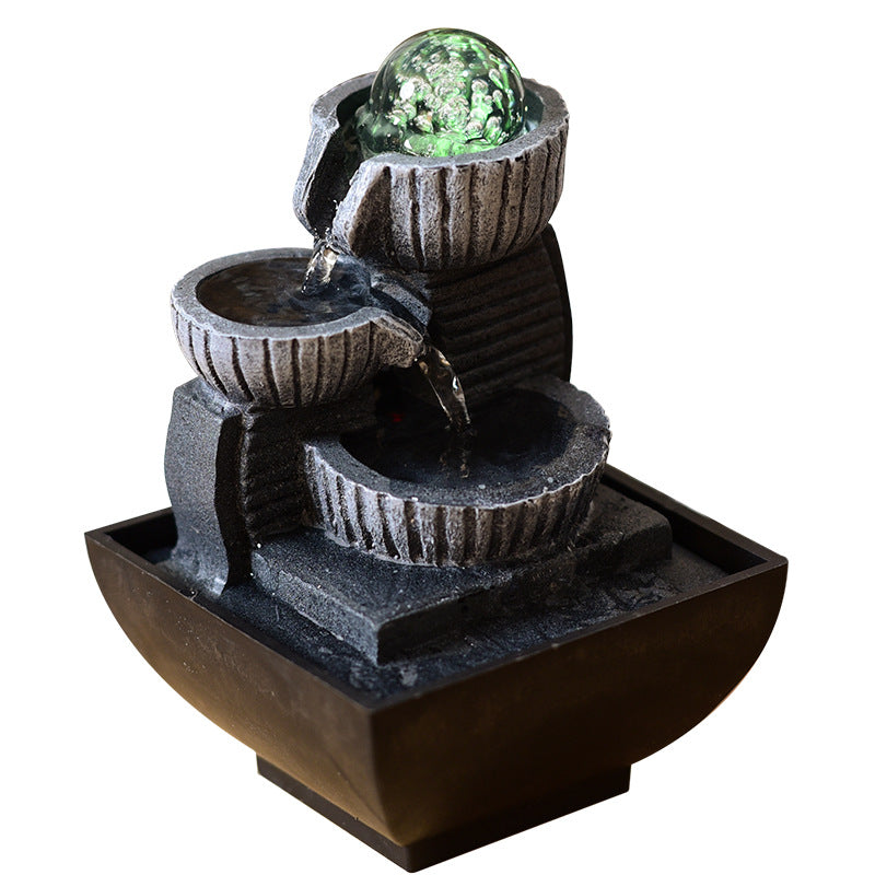 Desktop Rockery Fengshui Wheel Office Small Fountain